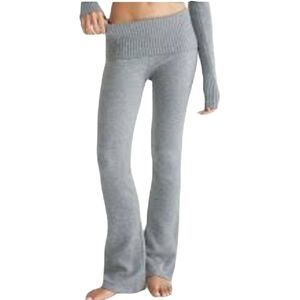 Aeropostale Gray Knit Flare Leg Fold Over Pants
